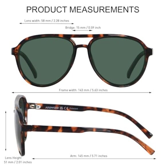 Retro Polarized Aviator Sunglasses Unisex Vintage 70s Style main image 7